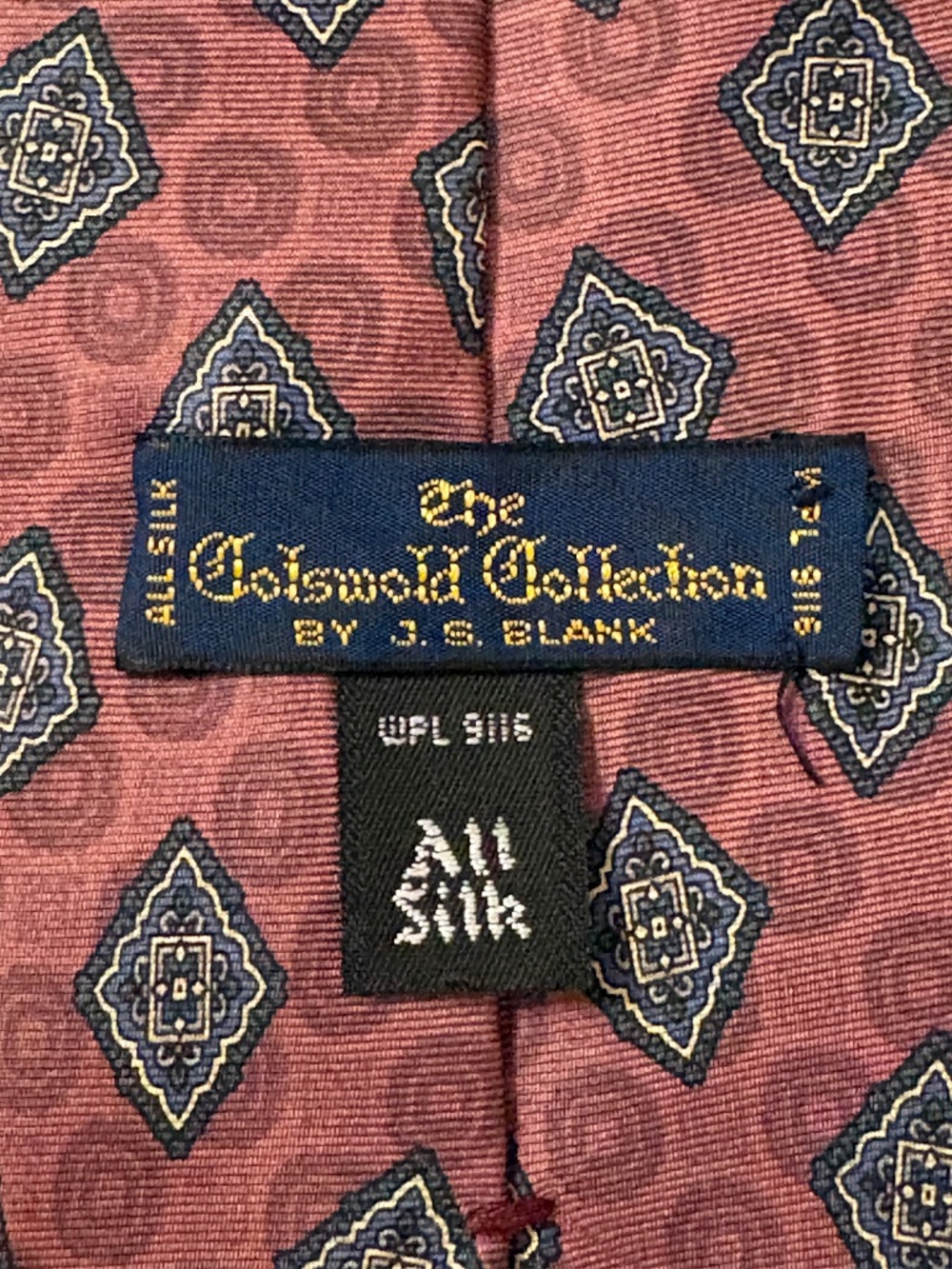 Vintage The Cotswold Collection J.S. Blank Silk Tie - Geometric Medallion Red